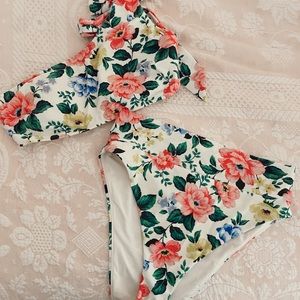 Aerie floral two piece swimsuit